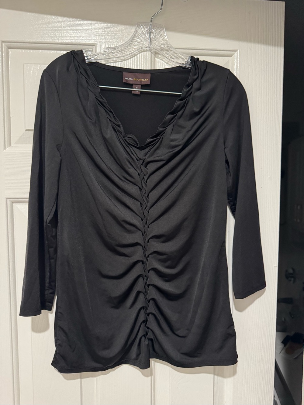 Dana Buchman Black Ruched Blouse